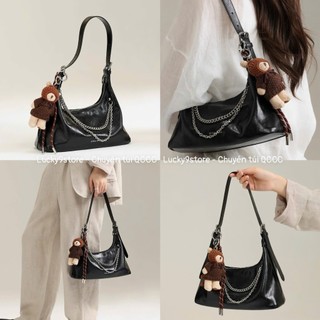  Túi nữ Túi Chio dây xích đeo vai da trơn size 27 tặng charm treo túi hàng chuẩn dày đẹp Hs229# 