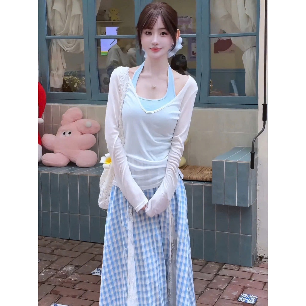[SET 2 MÓN] Set Áo Thun Giấy Đi Biển Kèm Áo Yếm Choàng Cổ Phong Cách Hàn Quốc Phù Hợp Mùa Hè Giveme.clothing_saigon | BigBuy360 - bigbuy360.vn