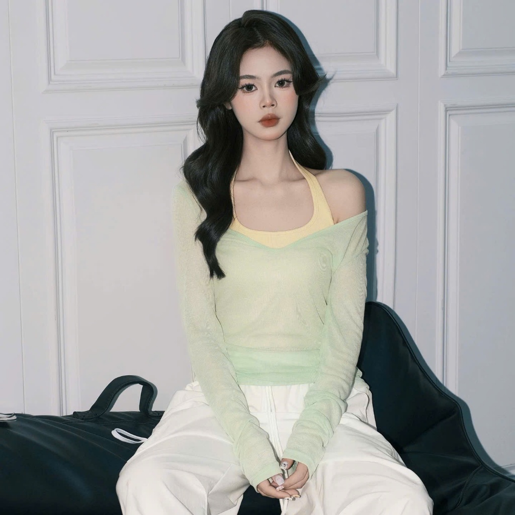 [SET 2 MÓN] Set Áo Thun Giấy Đi Biển Kèm Áo Yếm Choàng Cổ Phong Cách Hàn Quốc Phù Hợp Mùa Hè Giveme.clothing_saigon | BigBuy360 - bigbuy360.vn