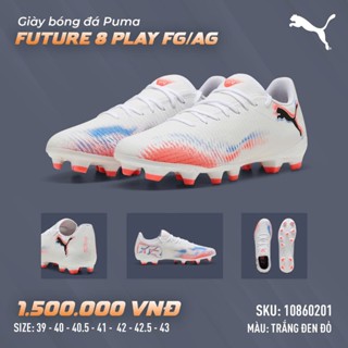  Giày Bóng Đá Sân Cỏ Tự Nhiên Puma Future 8 Play FG AG - Trắng đen đỏ 