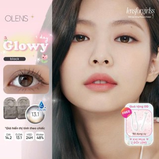   OLENS  Lens 1 ngày | Kính áp tròng hiệu ứng phủ bóng GLOWY BLACK chính hãng KOREA | LENSFORGIRLSS 