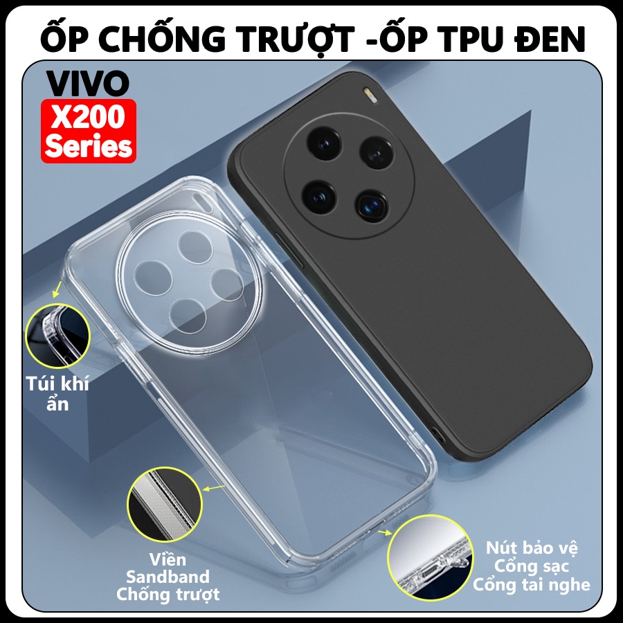 Ốp lưng Vivo X200/ X200 Pro/ X200 Pro Mini/ X200 Ultra 5G Chống trượt Chống Sốc,Trong Suốt,Bảo Vệ Ca