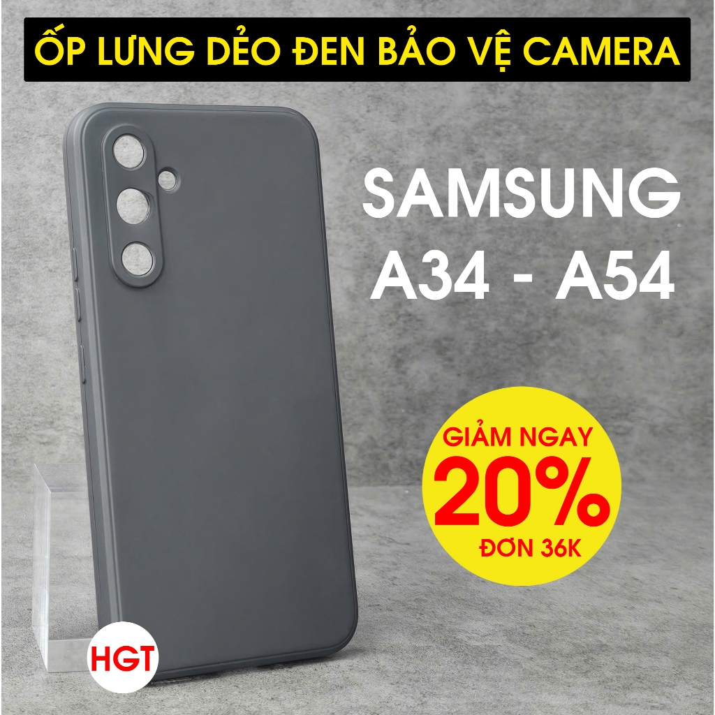 Ốp lưng Samsung A34 - A54 TPU Dẻo đen và kính cường lực