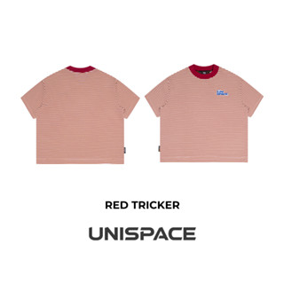 Áo thun cotton sọc thêu local brand By UniSpace tay lỡ form rộng unisex oversize nam nữ RED Halio