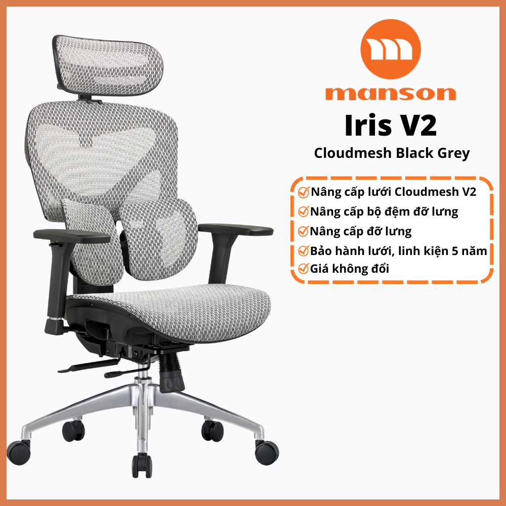 [Hoả tốc 30 phút] Ghế Công Thái Học Manson IRIS Update V2 Đen/Xám, Lumbar Điều Chỉnh Vô Cực, Manson ATUM | BigBuy360 - bigbuy360.vn