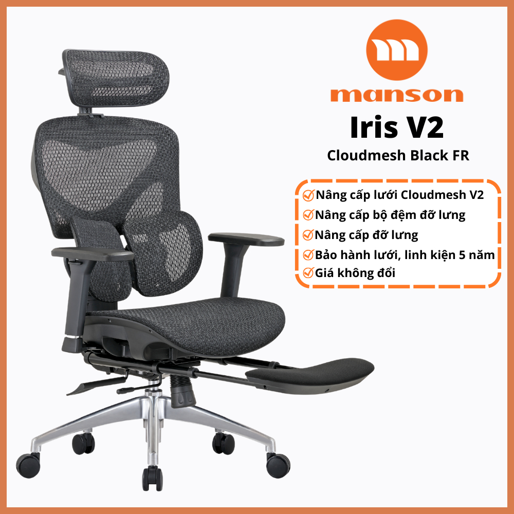 [Hoả tốc 30 phút] Ghế Công Thái Học Manson IRIS Update V2 Đen/Xám, Lumbar Điều Chỉnh Vô Cực, Manson ATUM | BigBuy360 - bigbuy360.vn