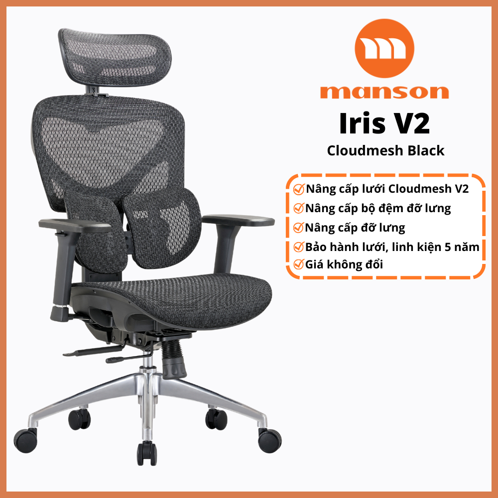 [Hoả tốc 30 phút] Ghế Công Thái Học Manson IRIS Update V2 Đen/Xám, Lumbar Điều Chỉnh Vô Cực, Manson ATUM | BigBuy360 - bigbuy360.vn