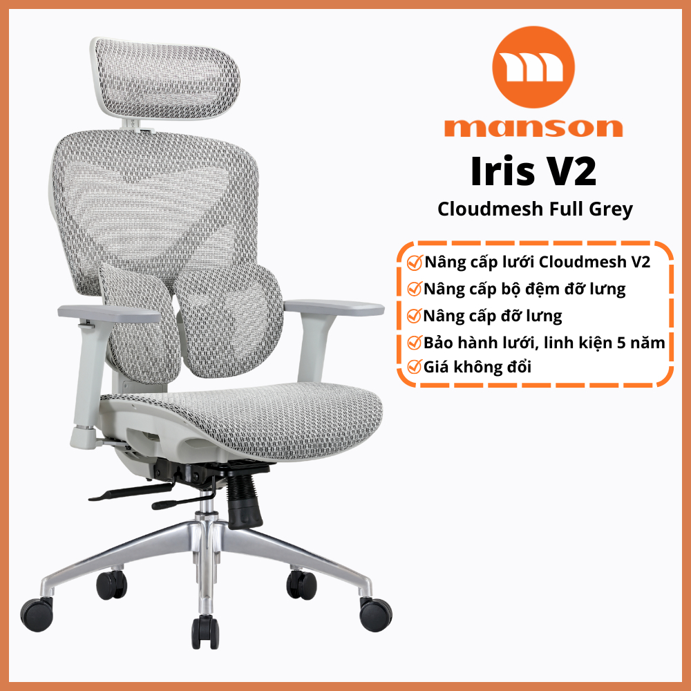[Hoả tốc 30 phút] Ghế Công Thái Học Manson IRIS Update V2 Đen/Xám, Lumbar Điều Chỉnh Vô Cực, Manson ATUM | BigBuy360 - bigbuy360.vn