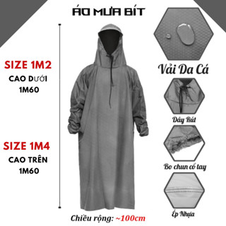 Áo Mưa Bít Người Vải Dù Tổ Ong Cao Cấp Chống Mưa Chống Thấm Tốt Size 1m2 1m4 Người Lớn Đủ Màu