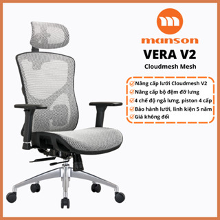 [Hoả tốc 30 phút] Ghế Công Thái Học Manson Vera Update Tựa Đầu 6D Lưới Cloud Mesh V2 Đen/Xám