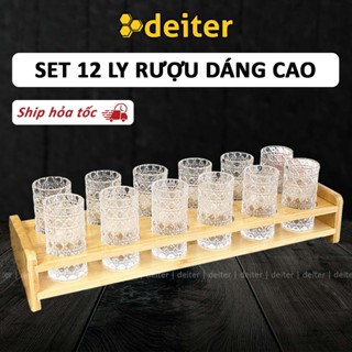 [Set 12] Ly Uống Rượu Thủy Tinh Shot DEITER Không Đế Cầm Dáng Cao 20ml Ship Hỏa Tốc DT250800301