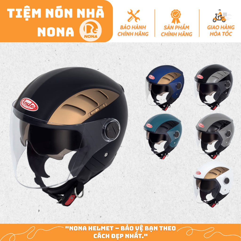[CHÍNH HÃNG] Mũ Nón Bảo Hiểm 3/4 Andes 219C Cao Cấp 2 Kính Âm Nhẹ Thoáng Chống Trầy Bảo Hành 2 Năm