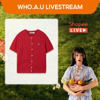  Áo Cardigan Mùa Hè WHO.A.U Steve Round neck Short Sleeve Cardigan_WHCKF2401F 
