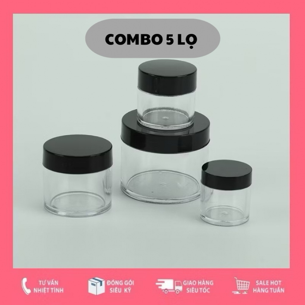 [COMBO 5 HŨ] 2g 3g 5g 10g 15g 20g 30g 50g Hũ Nhựa Thân Cao Đựng Mỹ Phẩm Hủ Đựng Kem Bột Sang Triết Mĩ Phẩm Trong Suốt