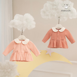 Áo khoác nỉ cotton giữ nhiệt cho bé gái AbbieOh đính nơ cổ sen 3M-3 Tuổi AK814