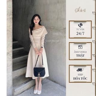  Váy Đầm Nữ Dáng Dài Trễ Vai SOLEIL ROOM Nhúng Hông Chống Nhăn Tôn Dáng LORA DRESS VD87 