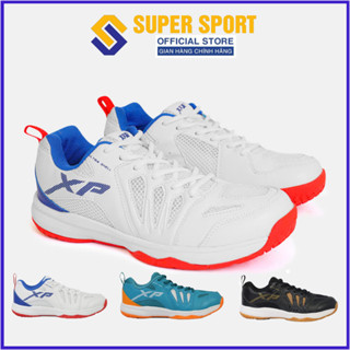  Giày bóng chuyền Giày cầu lông XP nam nữ chính hãng màu trắng tặng tất dệt kim khử mùi - Đế độ bền cao chơi sân bê tông 