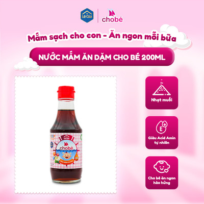 Nước mắm cho bé Lê Gia nguyên chất, nhạt muối giàu Acid Amin chai 200ml