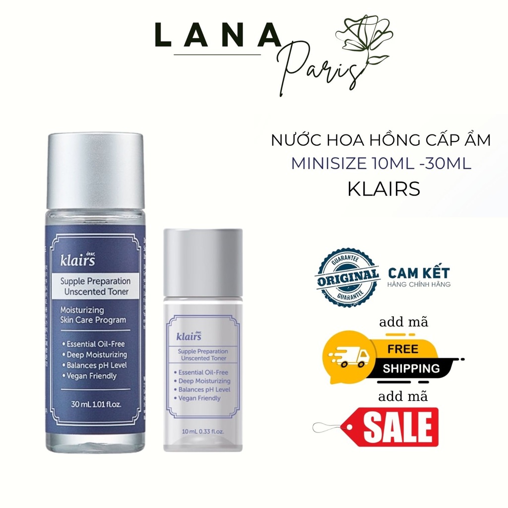 Tách Gift toner nước hoa hồng cấp ẩm Klairs mini size hàng VNNK