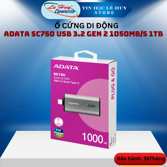Ổ Cứng Di Động SSD ADATA SC750 USB 3.2 Gen 2 1050MB/s 1TB - Hàng Chính Hãng