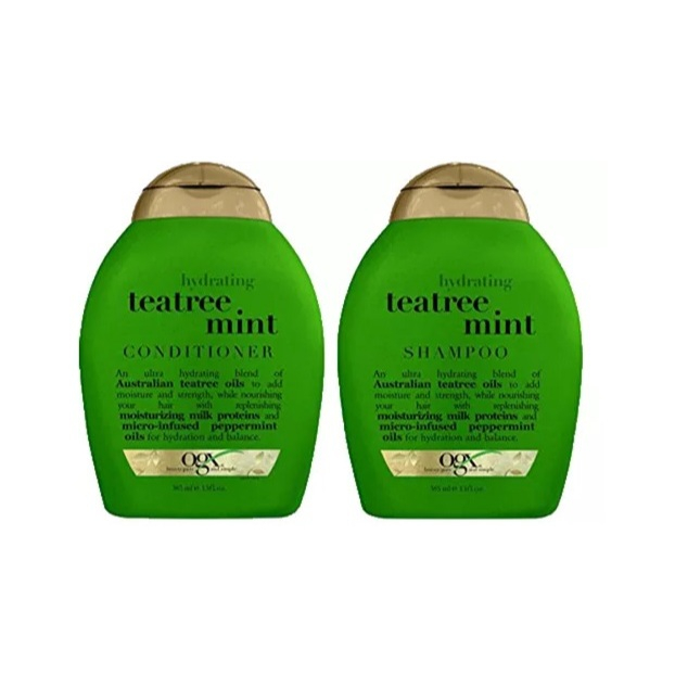 Dầu gội/xả cấp ẩm & dưỡng da đầu OGX Hydrating + Teatree Mint Shampoo/Conditioner 385ml (Mỹ)