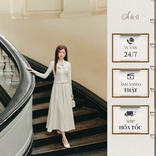 Váy Len Dài Tay Nữ Thiết Kế SOLEIL Váy Liền Dáng Dài Phối Nơ Cổ Đá Sang Trọng - MAIA DRESS VD44