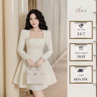 Váy Dạ Nữ Thiết Kế Dáng A SOLEIL Dạ Tweed Cao Cấp Tiểu Thư - MONIE DRESS (tặng kèm tag cài) VD37
