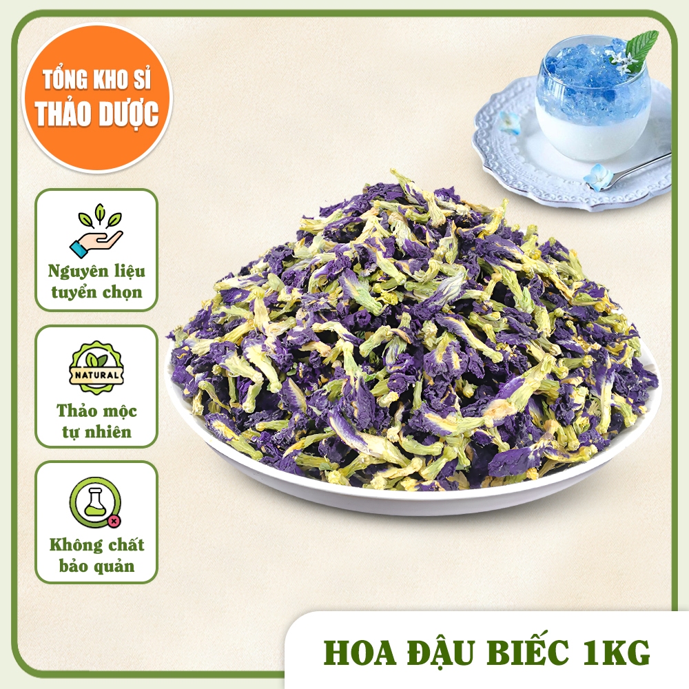 Hoa đậu biếc khô 1kg, trà hoa đậu biếc, tạo màu tự nhiên, dùng pha trà, nấu chè, xôi, bánh