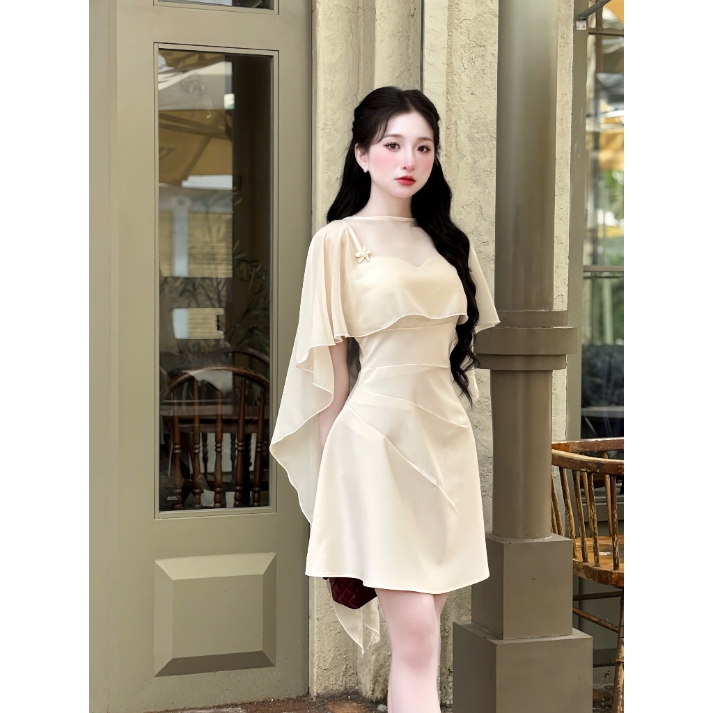 Mijustore B102 Váy dự tiệc 2 dây có đệm mút (kèm choàng tag hoa) thiết kế nhún eo tôn dáng | BigBuy360 - bigbuy360.vn