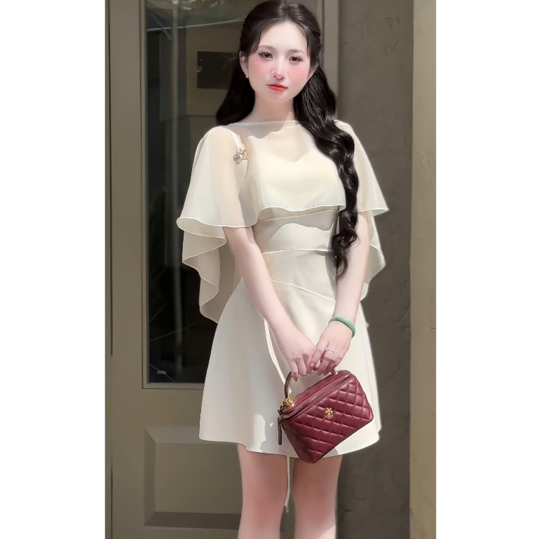 Mijustore B102 Váy dự tiệc 2 dây có đệm mút (kèm choàng tag hoa) thiết kế nhún eo tôn dáng | BigBuy360 - bigbuy360.vn