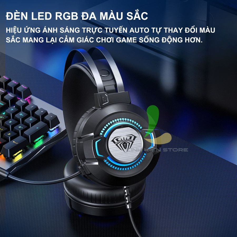 Tai Nghe Chụp Tai HOSAN AULA S602 Gaming Có Đèn Led RGB Và Mic Đàm Thoại | BigBuy360 - bigbuy360.vn
