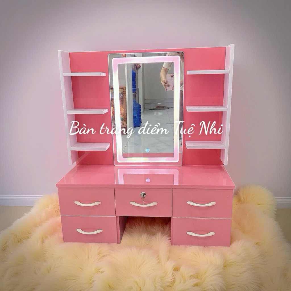 J08-Bàn trang điểm ngồi bệt 5 ngăn kéo 80x90cm.