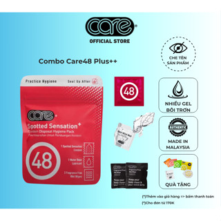  COMBO bao cao su có gai và gel bôi trơn CARE 48+ bcs gai túi zip nhỏ gọn dễ mang theo ví đi date 