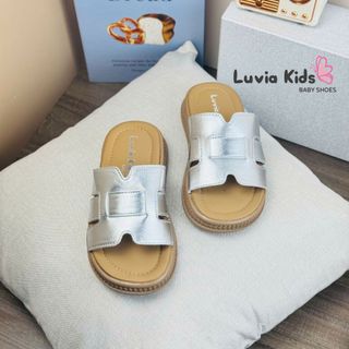 Dép bé gái cao cấp đế cao quai ngang màu bạc Luvia Kids X03LK