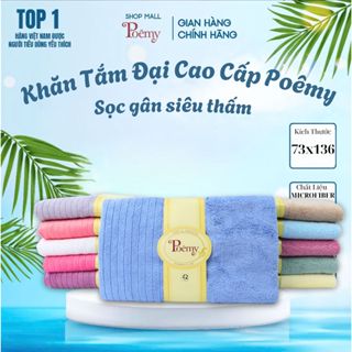 [CHÍNH HÃNG] Khăn Tắm Đại Cao Cấp Poêmy Sọc Gân  KT 73x136cm Siêu Thấm Mềm Mịn