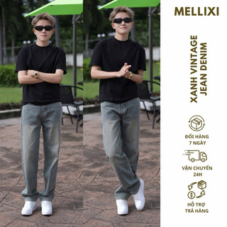  Quần jean nam ống suông wash Màu Cạp cao hack dáng quần jean bò dài streetwear đủ size MELLIXI M10 