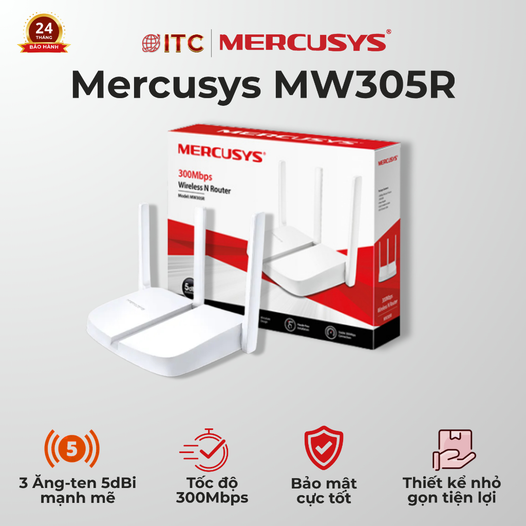 Bộ Phát WiFi Mercusys MW305R MW325R - Tốc Độ Cao , Sóng Mạnh Mẽ, Phủ Sóng Rộng, 4 Ăng-ten, Chính Hãn