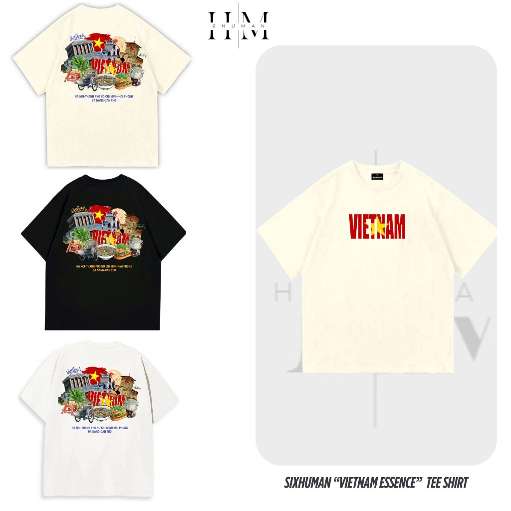  Áo Thun Yêu Nước - In Hình Bản Sắc Văn Hoá Dân Tộc Việt Nam - Vải Cotton Mềm Mịn Thoáng Mát nhà SIXHUMAN - HMT022 