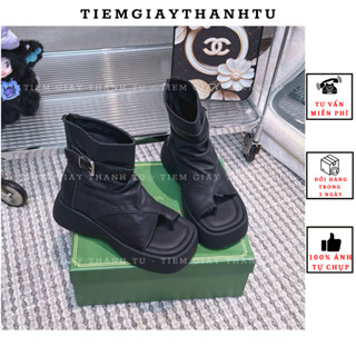 (198-B82) Bốt chiến binh nữ độn đế xỏ ngón da mềm fullbox hàng QCCC