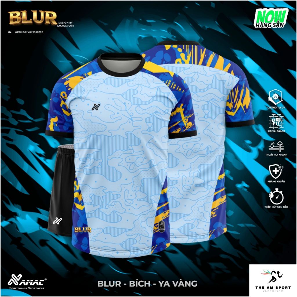 [In Tên & Số] Bộ Quần Áo Đá Bóng AMAC Blur - Thoáng Mát, Thấm Hút Tốt | The AM Sport