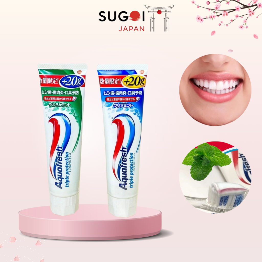 Kem đánh răng Aquafresh Nhật Bản 140g làm sạch giúp răng chắc khoẻ, sáng bóng