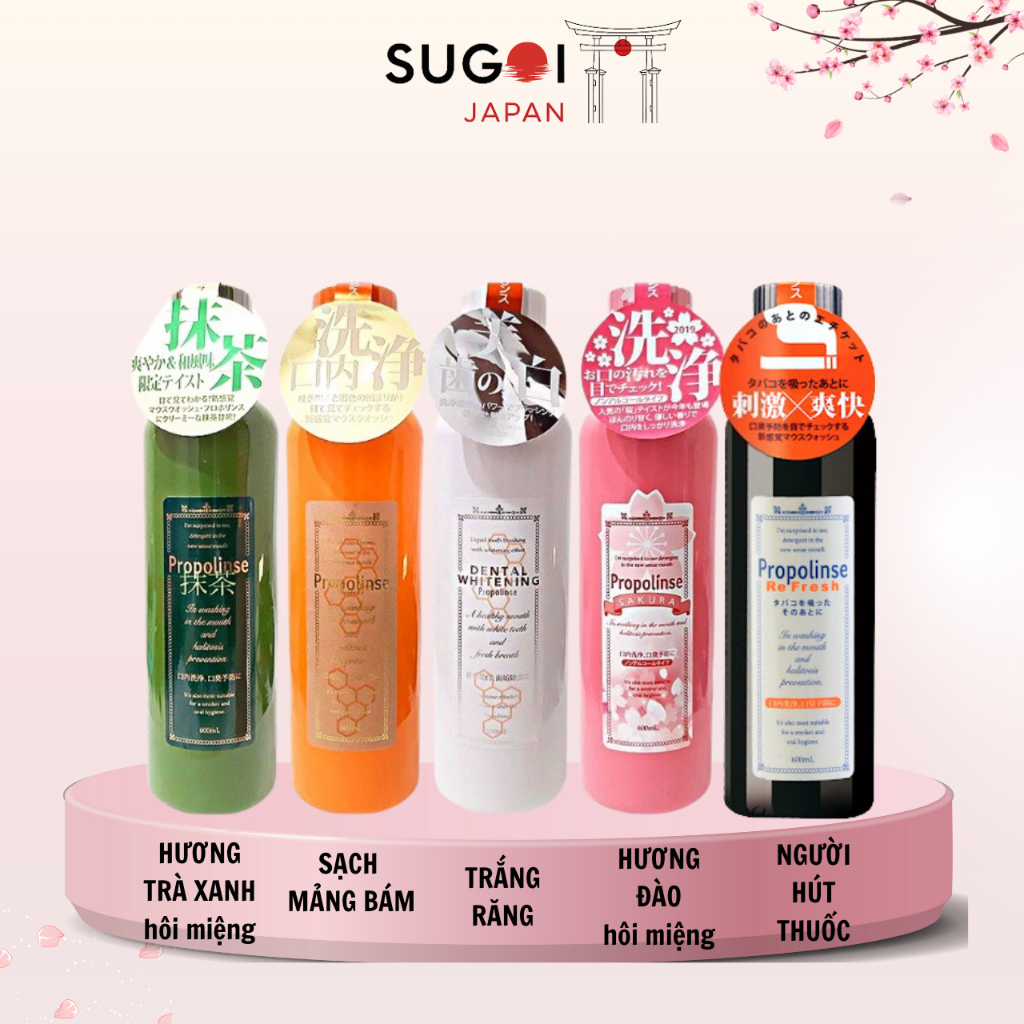 Nước Súc Miệng Sạch Mảng Bám Propolinse Nhật Bản 600ml đủ màu giúp thơm miệng trắng răng
