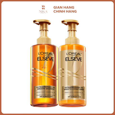 Dầu Gội Xả Loreal Paris Elseve Extraordinary Oil Smooth 440ML