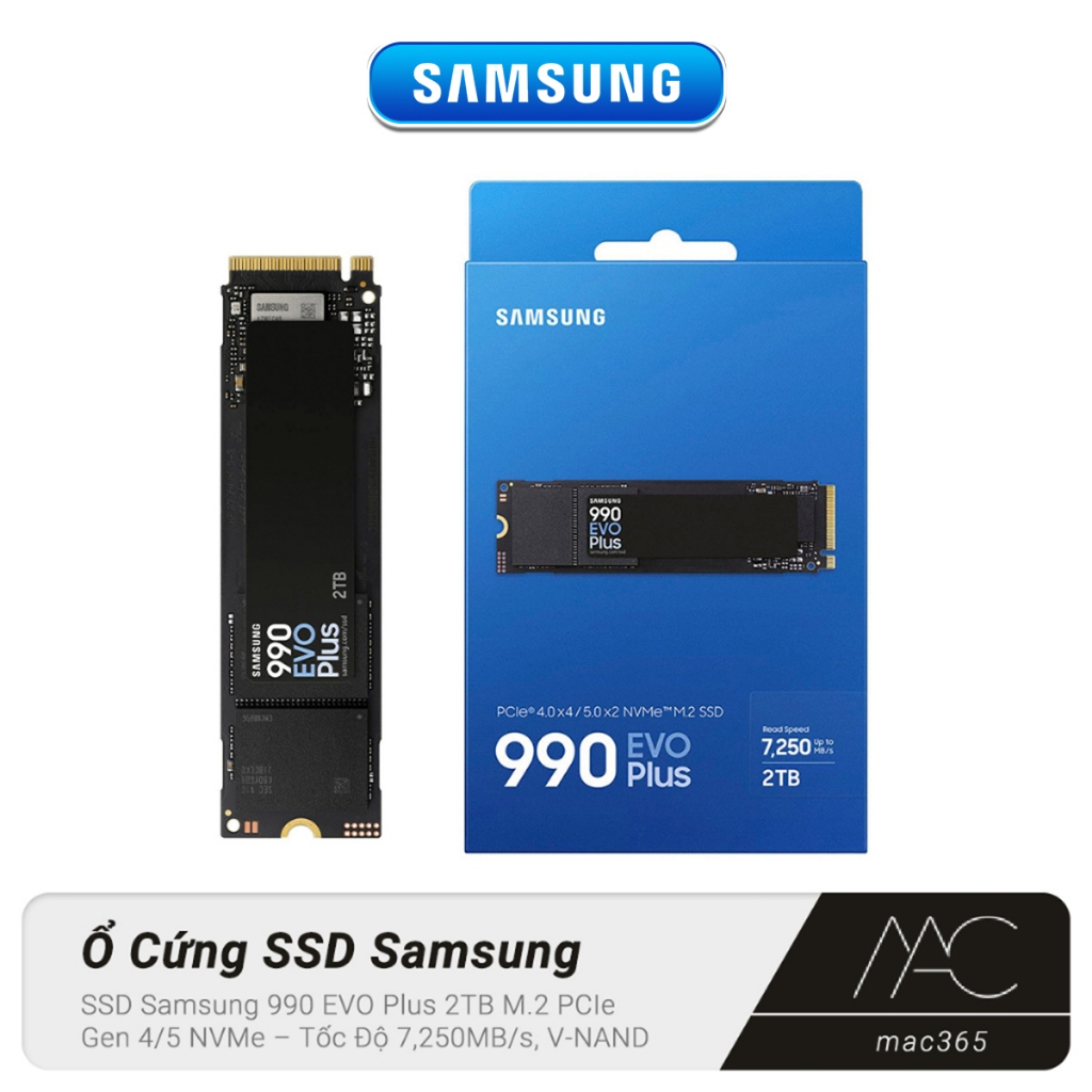 [Chính hãng] SSD Samsung 990 EVO Plus 1TB M.2 PCIe Gen 4/5 NVMe Tốc Độ 7,250MB/s, V-NAND Bảo Mật AES