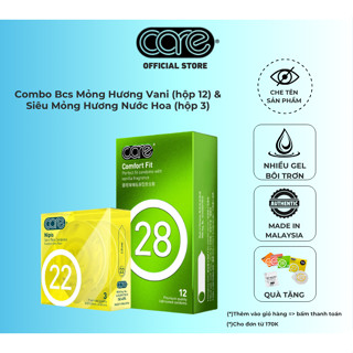  bao cao su siêu mỏng CARE 22 hộp 3 bcs & CARE 28 hộp 12 bcs nhiều gel bôi trơn kéo dài thời gian 