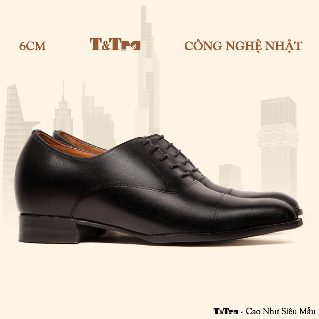 [ 6CM ] Giày Đế Độn Nam T&TRA N311 Đen