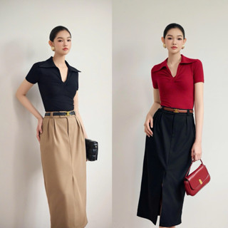 áo thun tăm cổ trụ xoắn ngực HOIVU - Heidy top