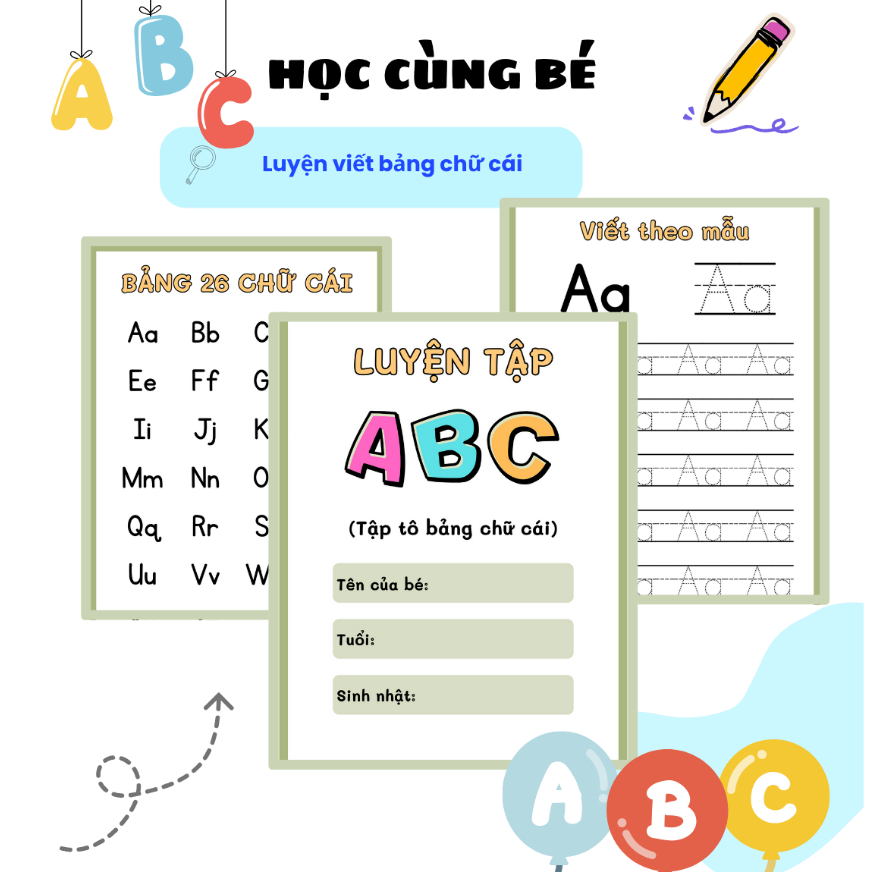 Tập tô bảng chữ cái (26 chữ cái)