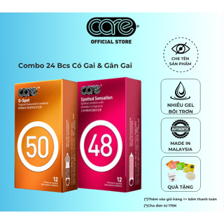Combo Bao Cao Su Gai Li Ti CARE 48 và BCS Gai Gân CARE 50 Kéo Dài Thời Gian Nhiều Gel Bôi Trơn