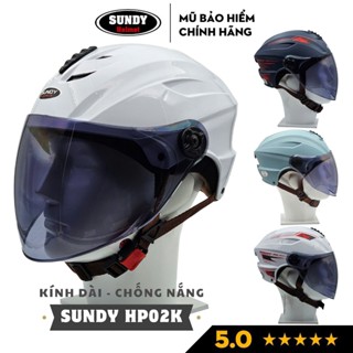 Nón bảo hiểm nửa đầu có kính dài chống nắng SUNDY HP02K thể thao, mạnh mẽ, Freesize (56-59cm) cho nam nữ